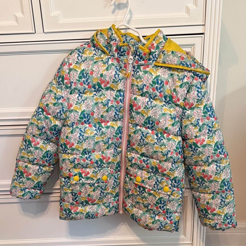 Mini Boden Multicolor Floral Puffer Jacket